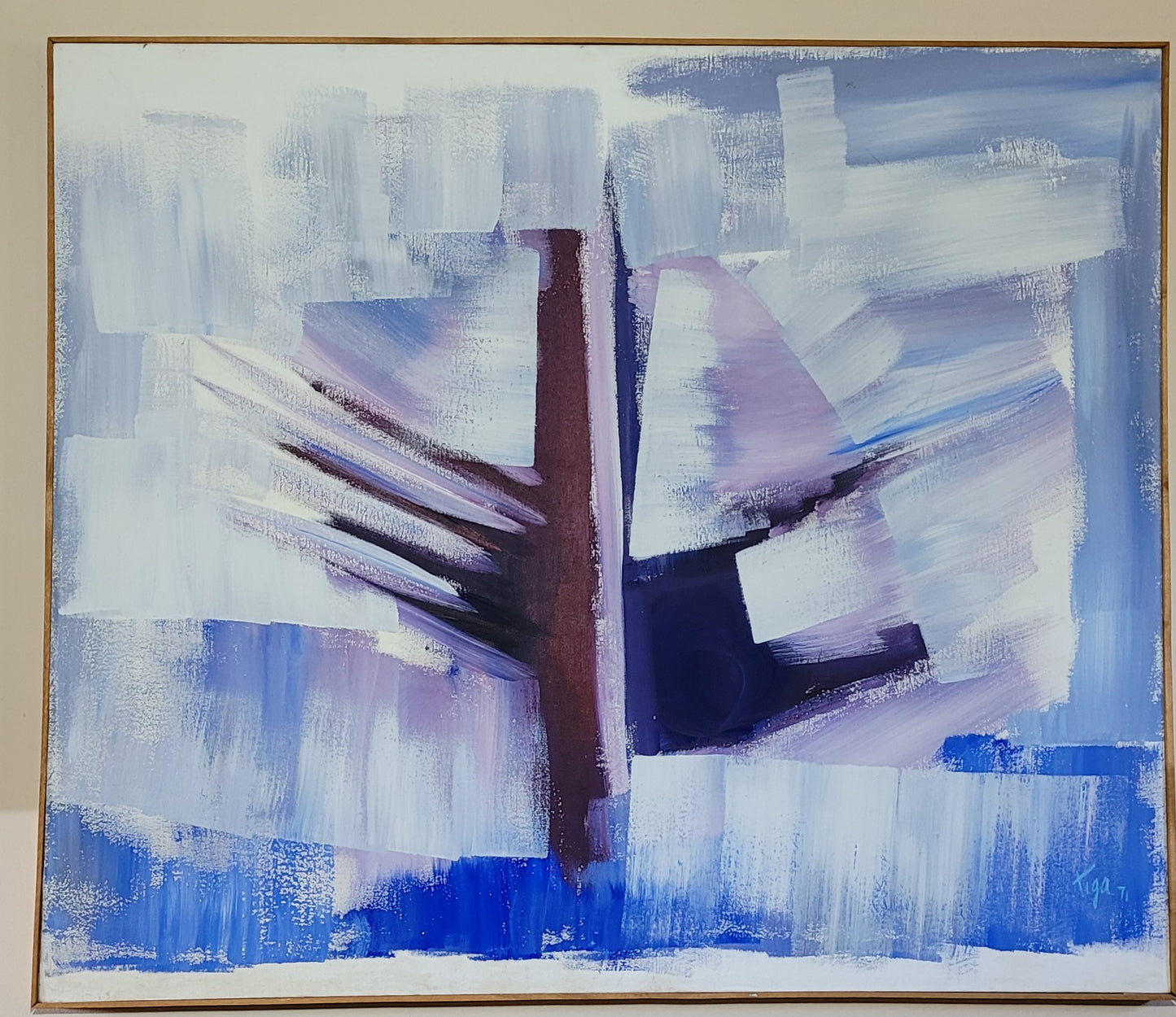 Jean-Claude Garoute "TIGA" (1936-2006) 41"x48" Abstract 1971 Acrylic on Canvas Painting #3WF