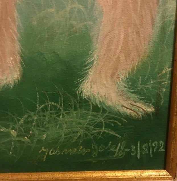 Jasmin Joseph (1923-2005) 21"x13" La Famille 1992 Acrylique sur toile Peinture encadrée #1MB