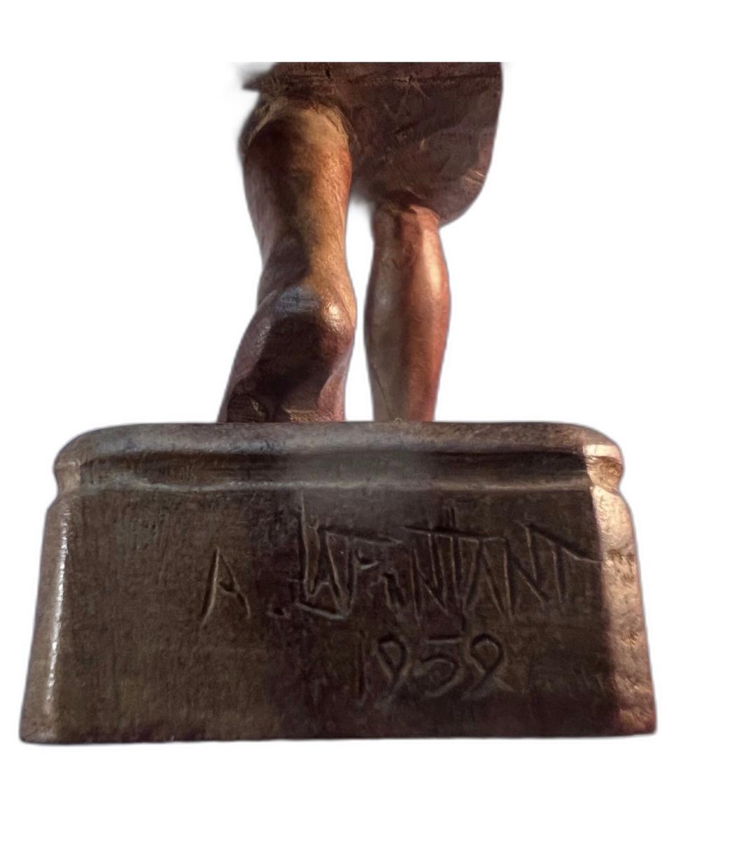 André Lafontant 13.5"x 8.5" x 3.5" Untitled (Yanvalou) 1959 Carved Mahogany Sculpture #1WD