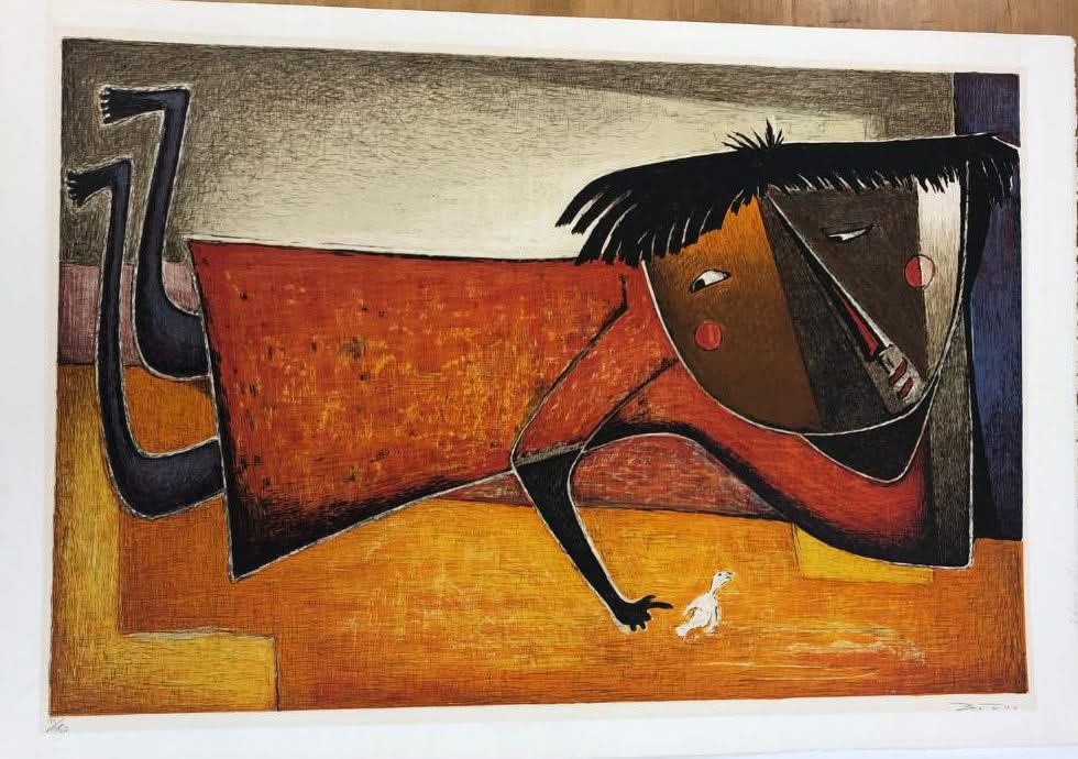 Angel Botello Nina con Pajaro hand-signed litho 11/150