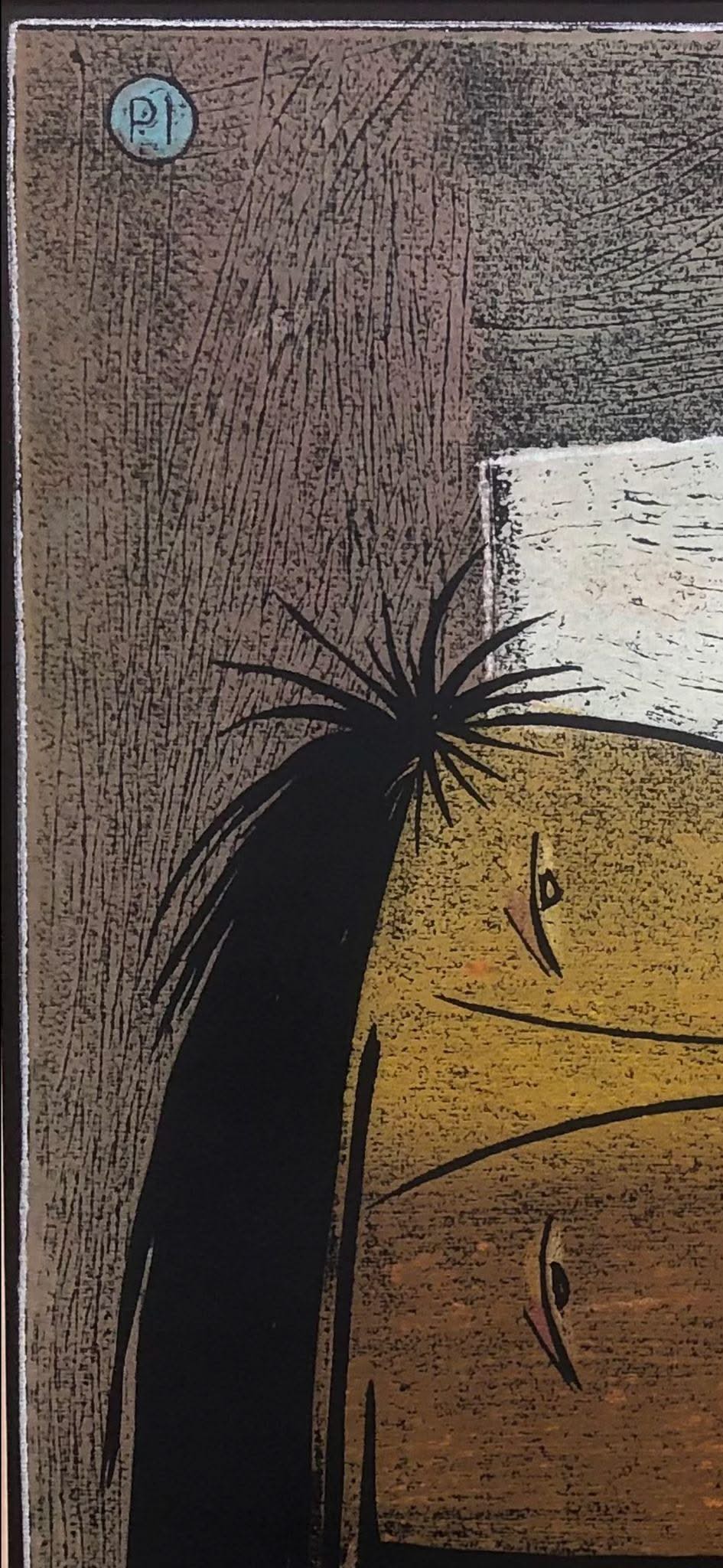 Angel Botello (1913-1986) 'NIÑA CON FLORES' Unframed Hand-Signed A/P 4/10 PI-Linocut Print #2SJ