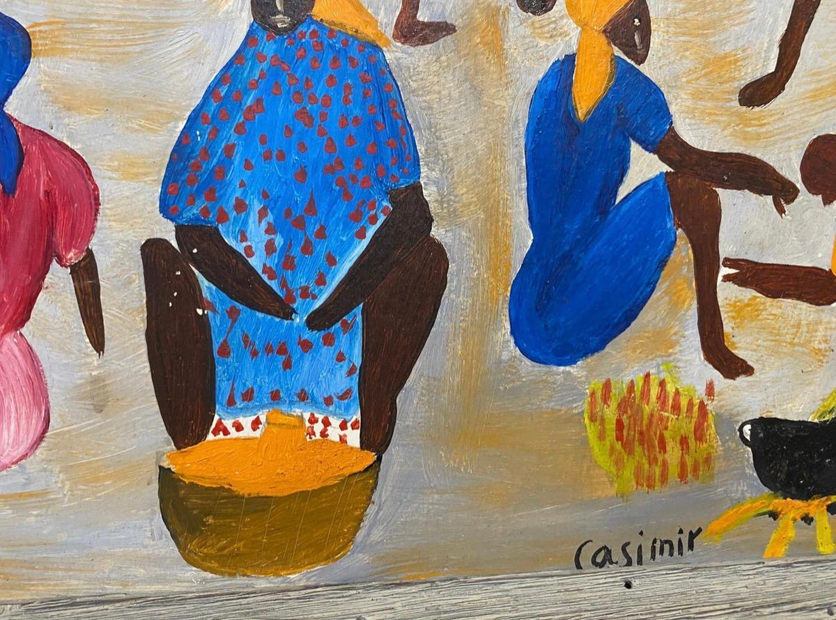 CASIMIR Laurent (1928-1990) 24"x20" Scène de marché c1980 Huile sur toile #1-2-95MFN