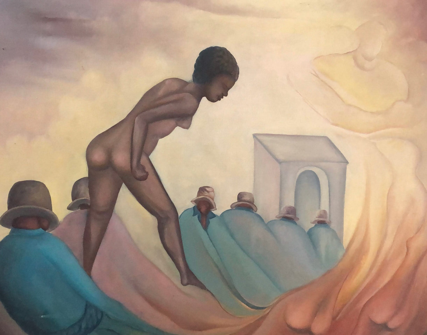 Raymond Dorleans (1947-2000) 24"x30" Procession c1980 Oil on Canvas Painting#3YN