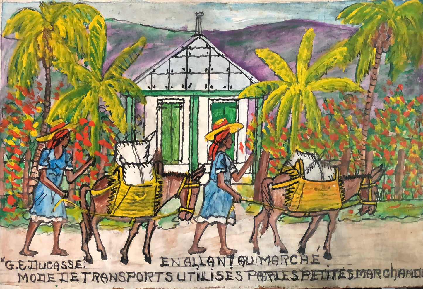 Gervais Emmanuel Ducasse (1903-1988) 16"x20" "En Allant au Marche" 1975 Oil On Board Unframed Painting#1YN