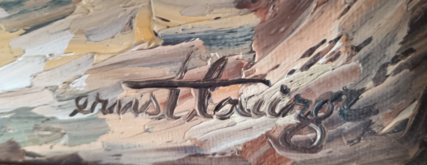 Ernst Louizor (Haitian, 1938-2011) 16"x20" Exterior Scene c1980 Oil on Canvas Unframed Painting #1BF