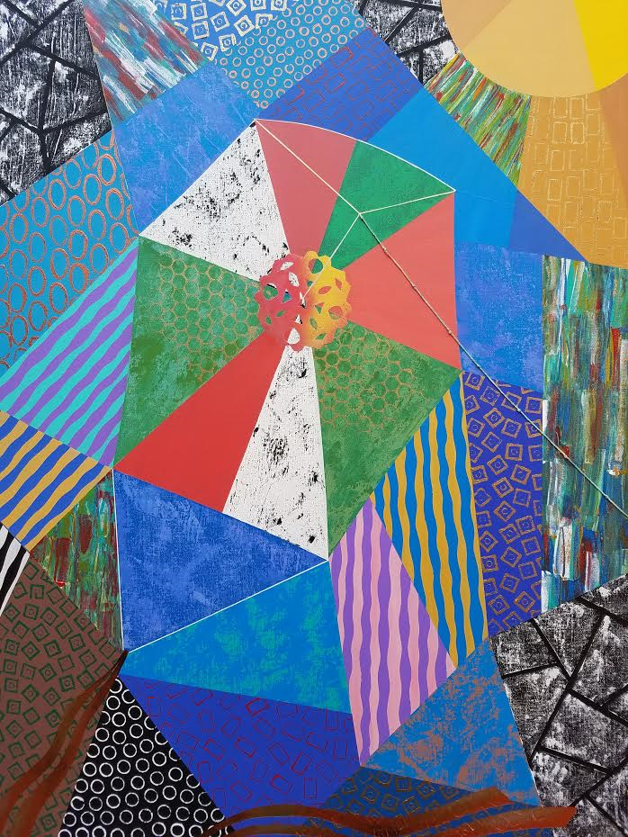Fred Thomas 48"x 30" Cerf Volant (Kite#2) 2019 Mixed Media on Canvas Painting #11CFT