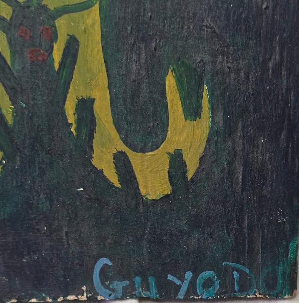 Guyodo (Frantz Jacques) 19.5"x12" Vodou Spirit Mixed Media on Board Painting #1HK