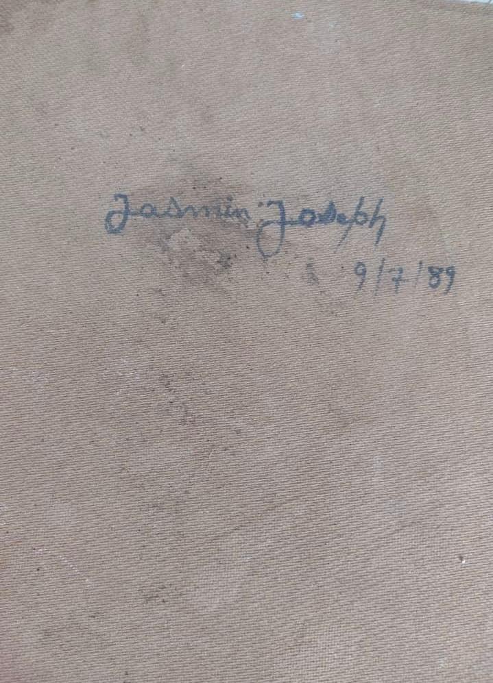 Jasmin Joseph (1923-2005) 25"x14" Monkeys at the Beach 1989 Acrylic on Board Unframed Painting#1JN-HA