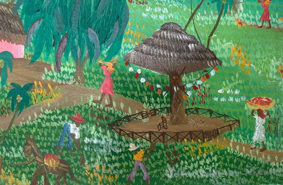 John Adeler Pierre 20"x24" Rural Scene 1980 Oil on Canvas Painting #2-2-95MFN