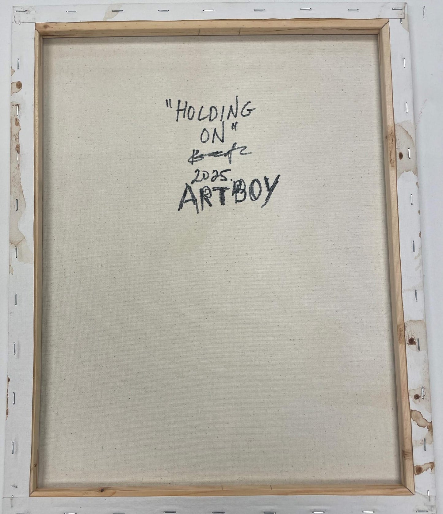 Ken Forbes (American) 20"x16" Holding On 2025 Coffee, Cacao and Acrylic on Canvas Unframed Painting #6KF