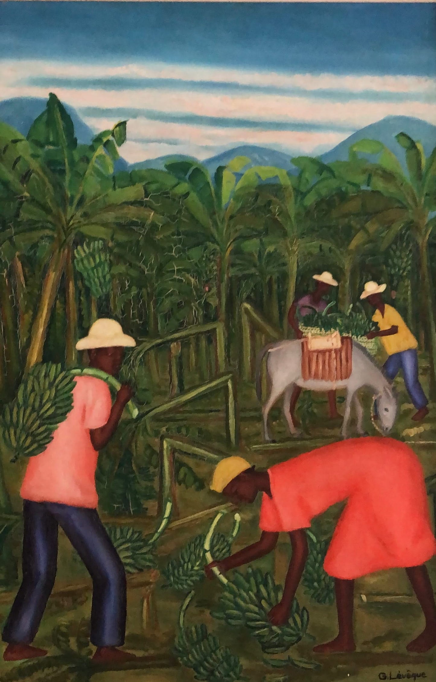 Gabriel Leveque (1923-2013) 24"x16" In the Fields c1960 Oil on Board Unframed Painting#1YN