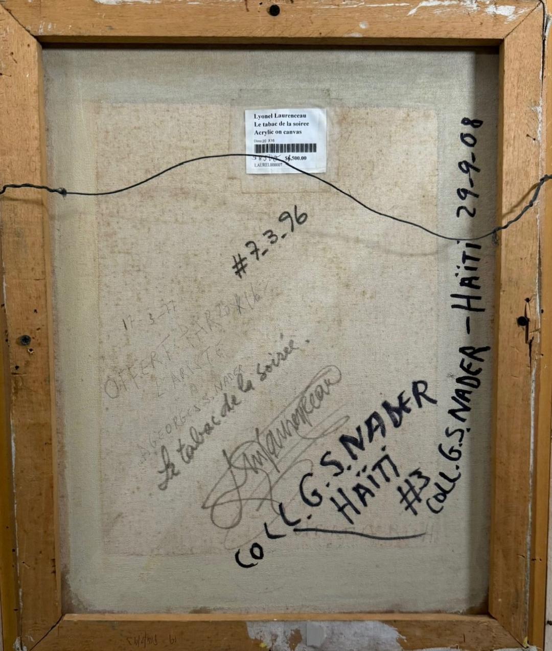 Lyonel Laurenceau 20"x16" La Soirée du Tabac 1979 Acrylic on Canvas Unframed Painting#1PN-MIA