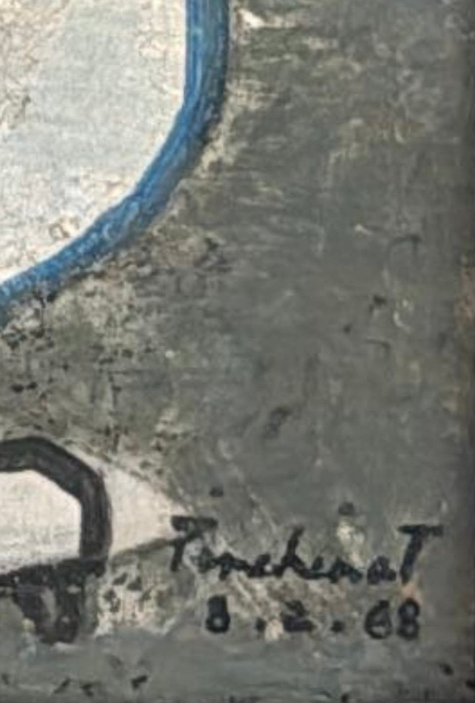 Max Pinchinat 36"x24" Abstract Composition 1968 Oil on Canvas Unframed Painting-Collector's Item- #1GN-HA