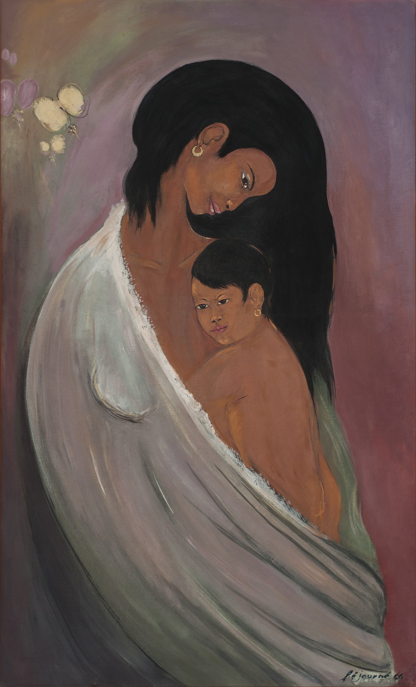 Bernard Sejourne (1947-1994) 48"x29" 1966 Acrylic on Canvas Unframed Painting #39-3-96GSN-Foundation Marie & Georges S. Nader