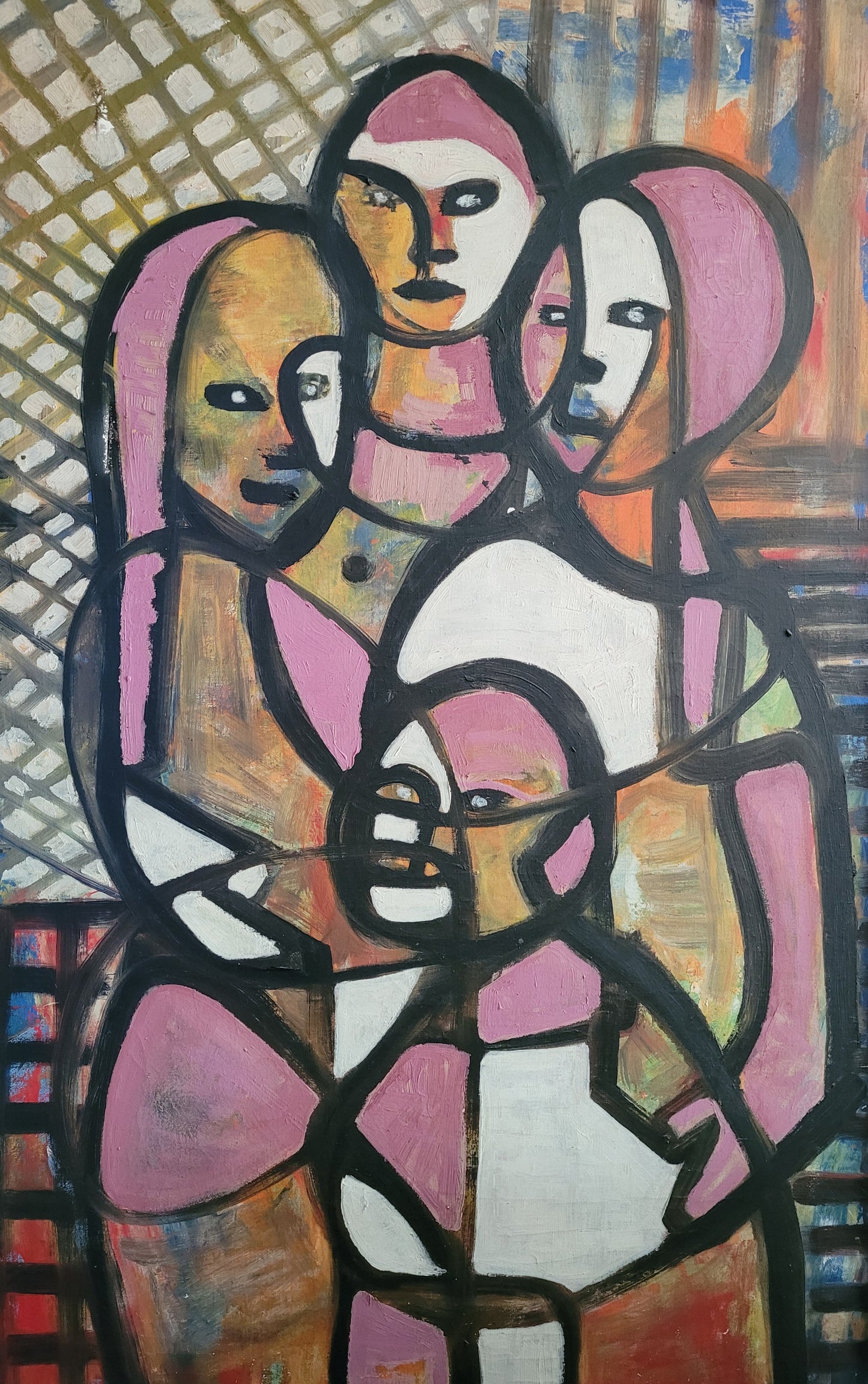 Spencer Depas 44"x27" The Four Sisters c1960's Oil on Canvas Unframed Painting #1WF