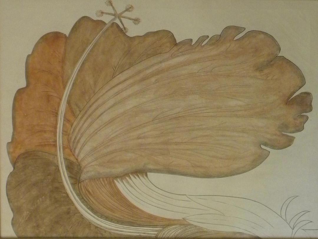 Sacha Thebaud- Tebo (1934-2004) 30"x40" Untitled (Abstract Botinal Form) Mixed Media on Canvas #31/777 Unframed Painting #2CU