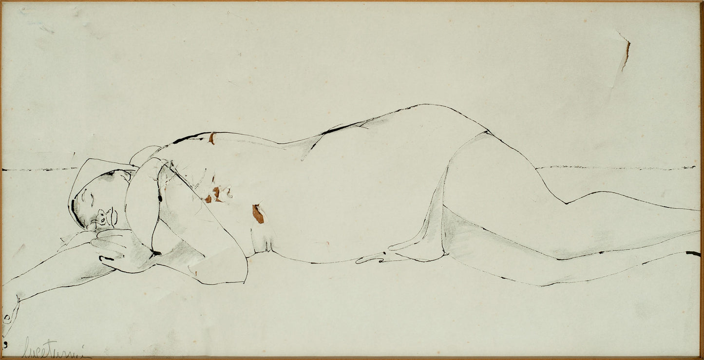 Luce Turnier 9"x17" The Rest 1979 Drawing in Crayon On Paper #1-3-96GSN-HA-Fondation Marie & Georges S. Nader