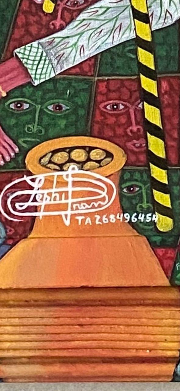 Frantz Zephirin 32.5"x25.5" Ceremony of Abundance 2026 Oil on Canvas Encrusted Hand-Painted Framed Painting #37JN-HA