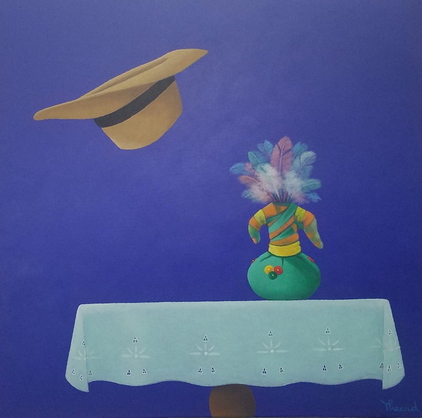 Jean Pierre Theard 30"x30" Fetich & Hat 2021 Acrylic on Canvas #2JN-HA-SOLD