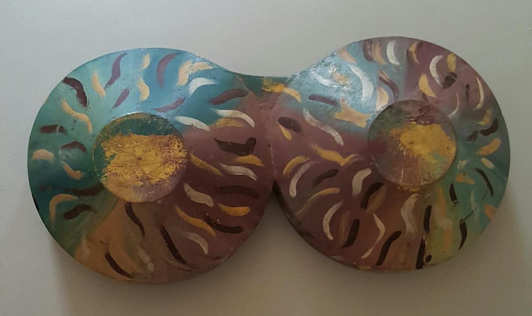 Andre Pierre 14"x7"x3" Plat Marassa Two Double-Sided Hand-Painted Bowls #1JN-HA