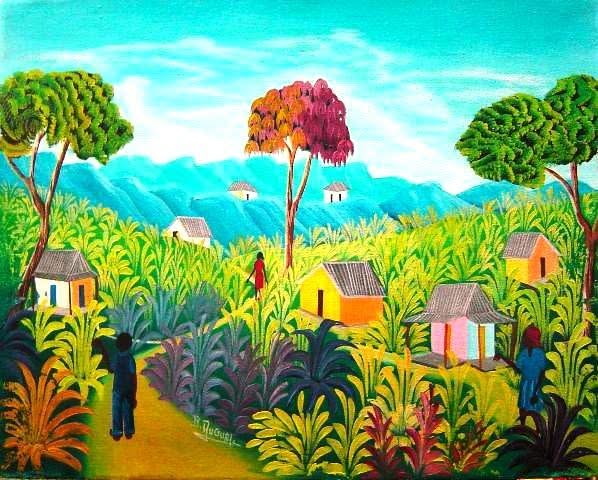 Benito Auguste 16"x20" Rural Scene c1980 Oil on Canvas #1-2-99MFN