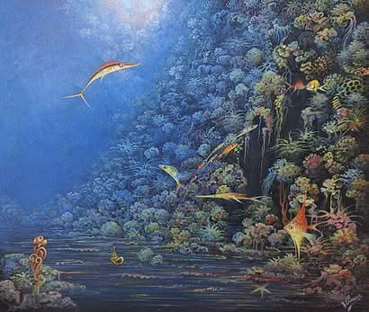 Andre Blaise 20"x24" Undersea 2013 Oil on Board #1322GN-HA