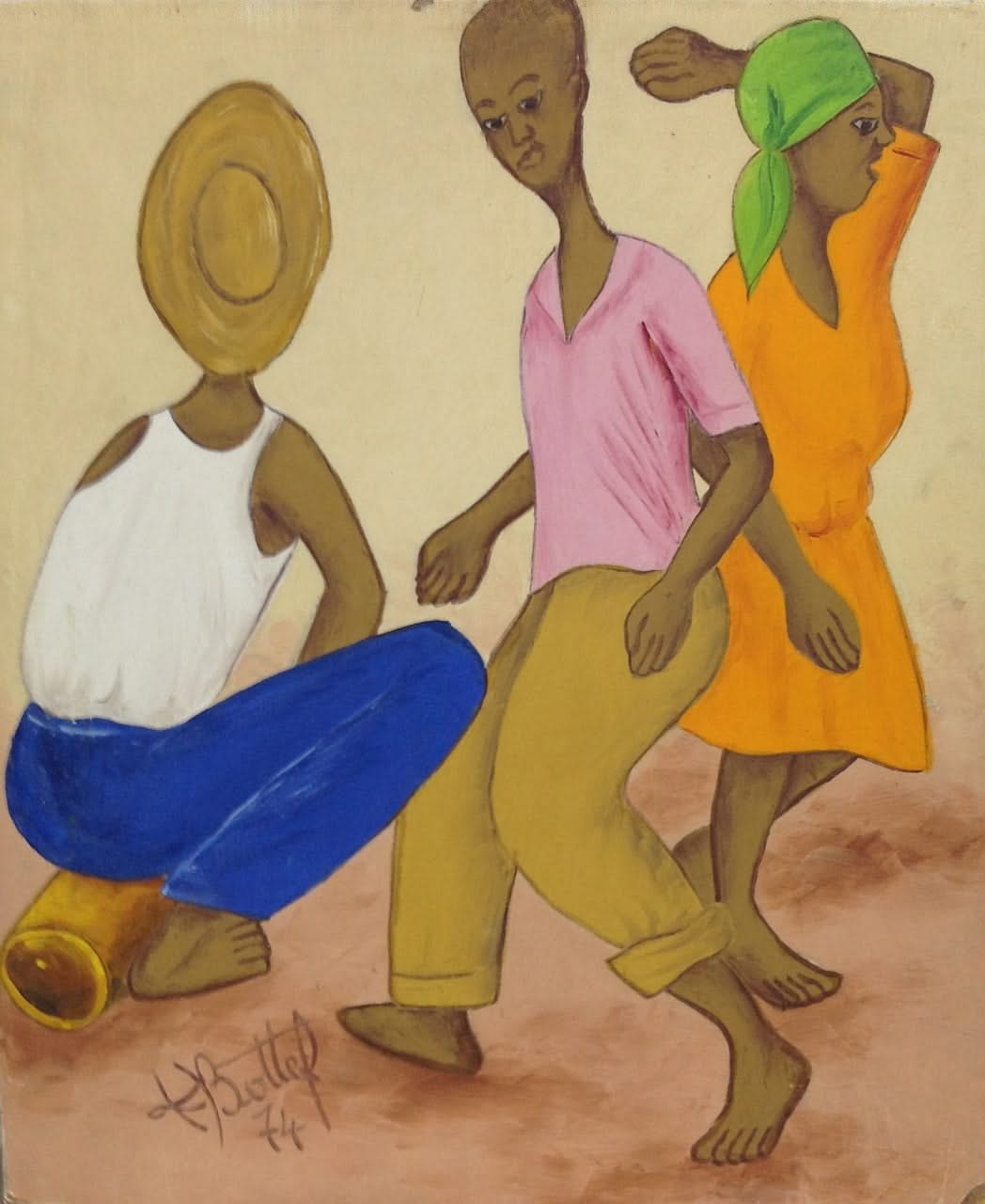 Henry Bottex 12"x10" The Fight 1974 Oil on Masonite #1101