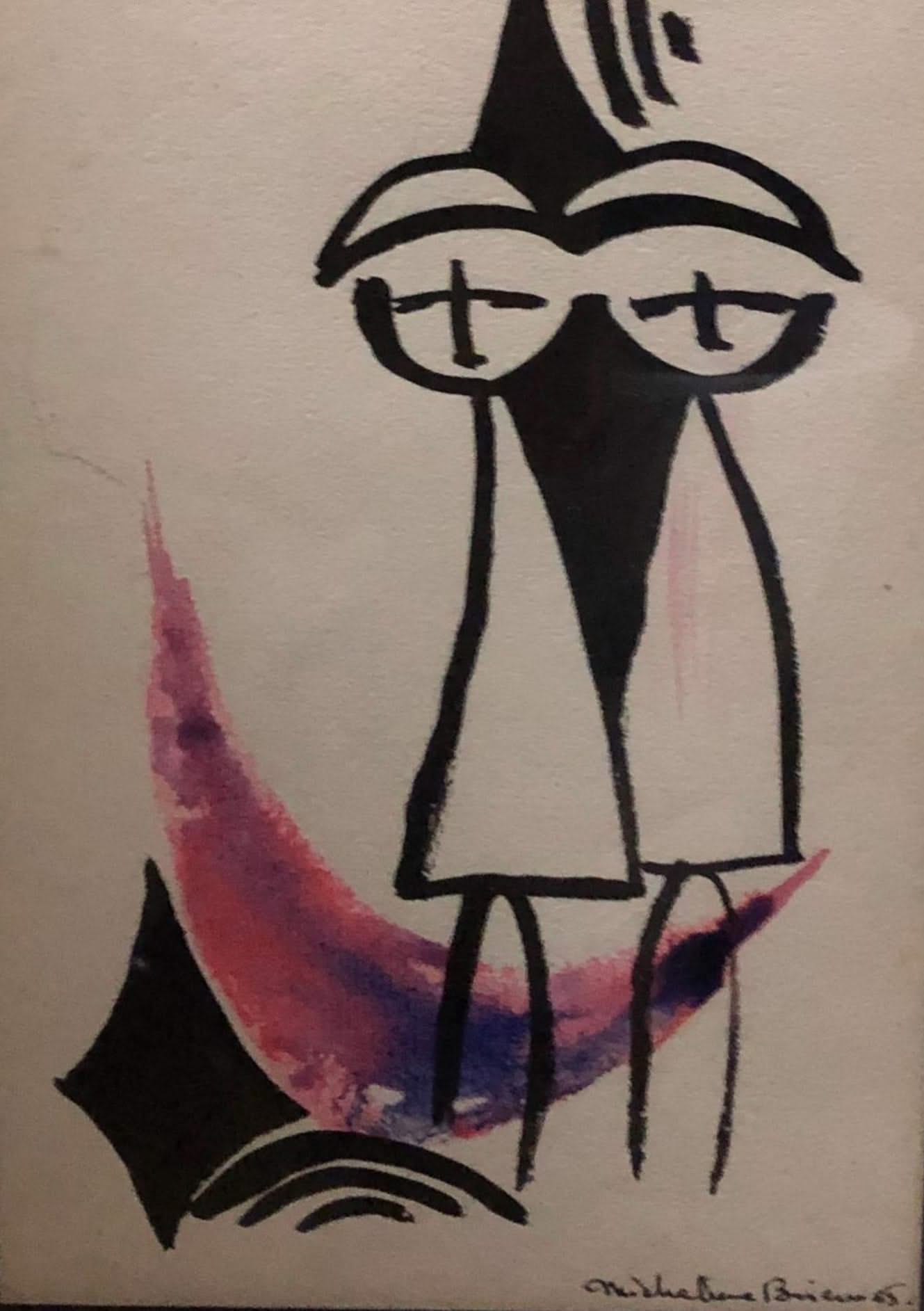 Micheline Brierre 7.5"x5.5" The Little Girls 2005 Watercolor On Paper #2GSN-NY