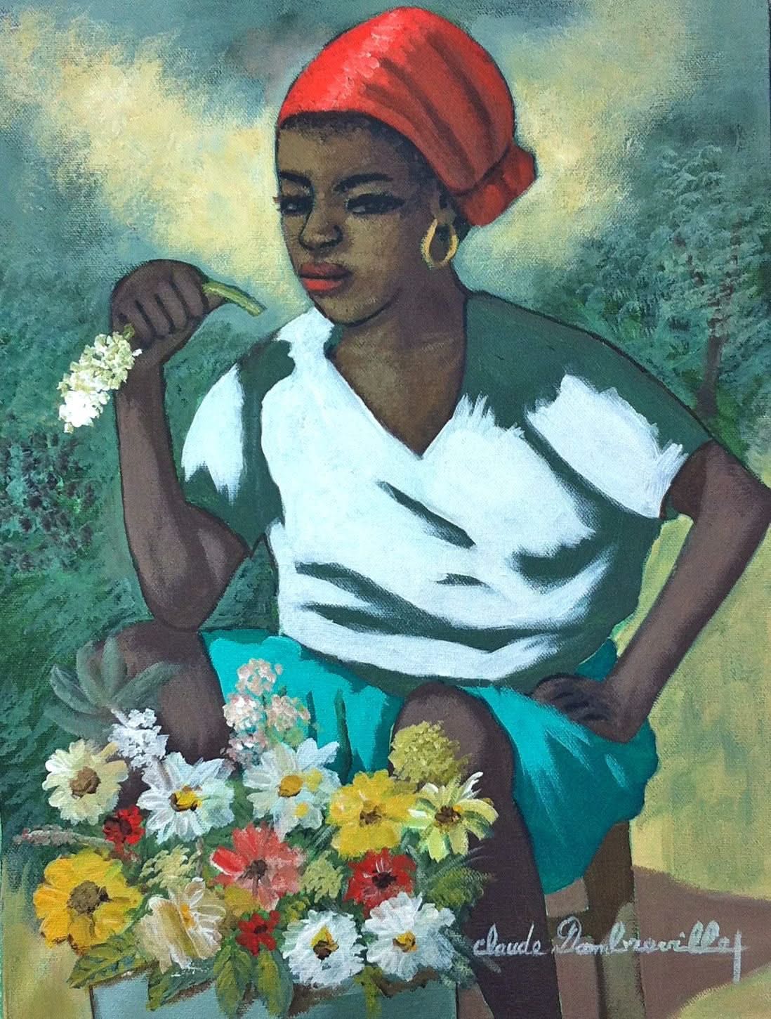 Claude Dambreville 16"x12" The Florist" Acrylic on Canvas #10-12-12MFN