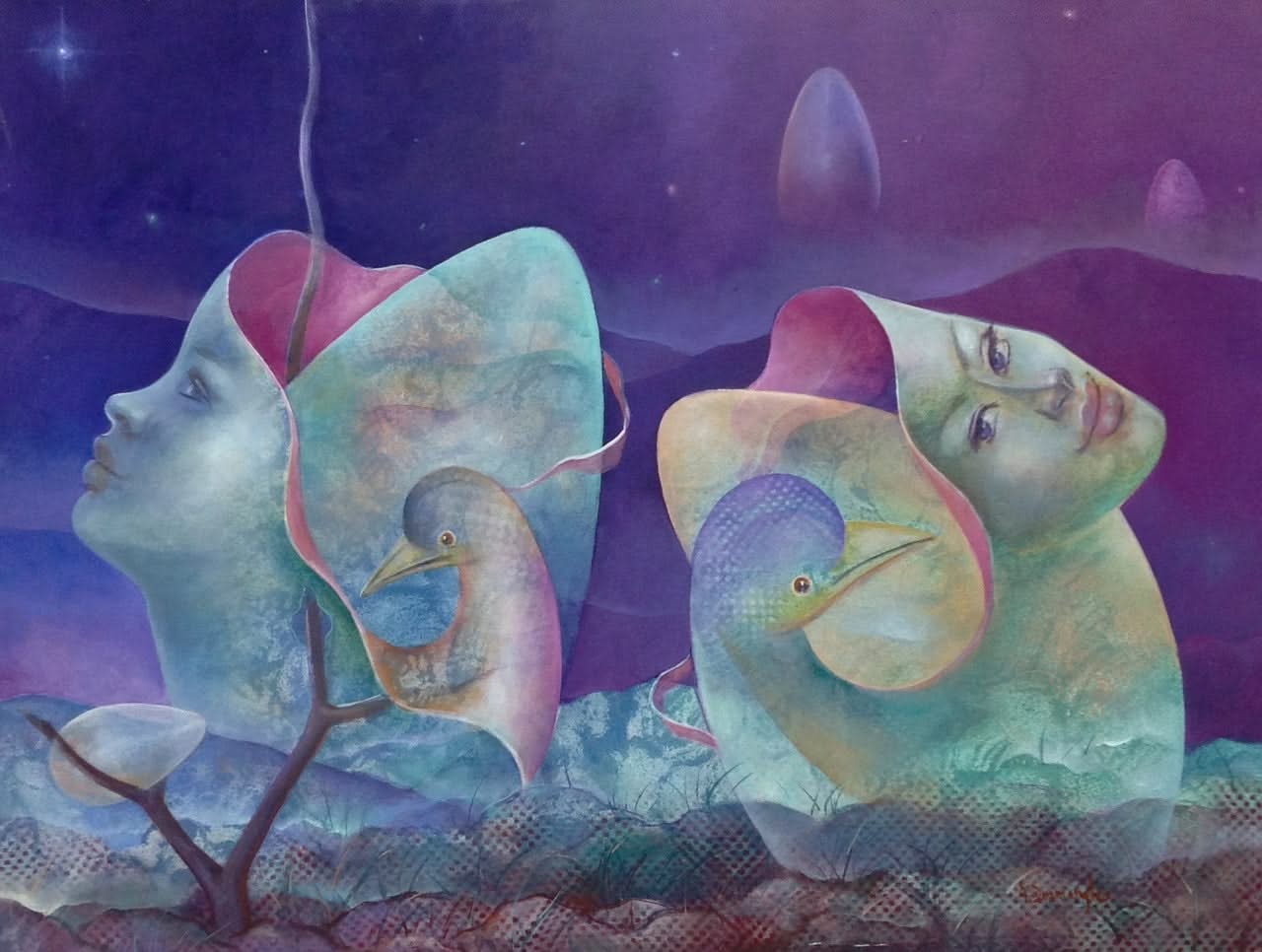 Albert Desmangles 30"x40" Jumeaux Acrylique sur Toile #9540GN-HA