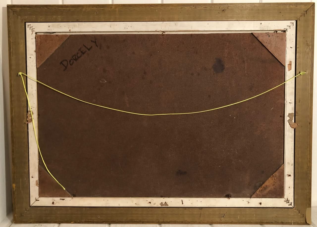 Roland Dorcely (1930-2017) 16"x24" Abstract Oil on Board Frame 21.5"x29.5"#1NT