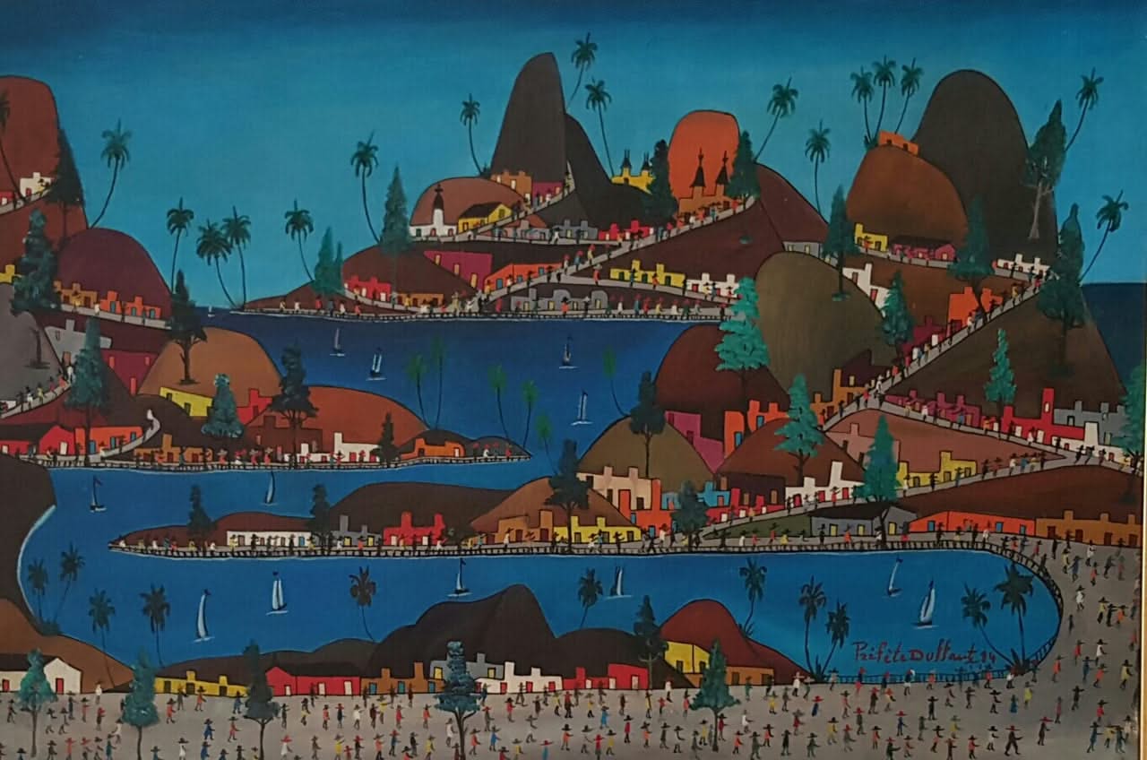 Prefete Duffaut (1923-2012) 20"x30" Imaginary City 1984 Oil on Canvas #1JN-HA