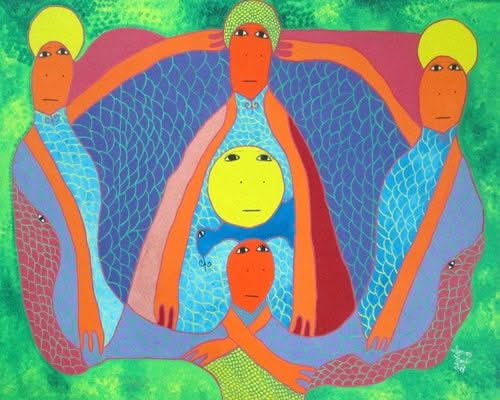 Levoy Exil 30"x40 » Serpent et esprits 2013 Acrylique sur toile #J314