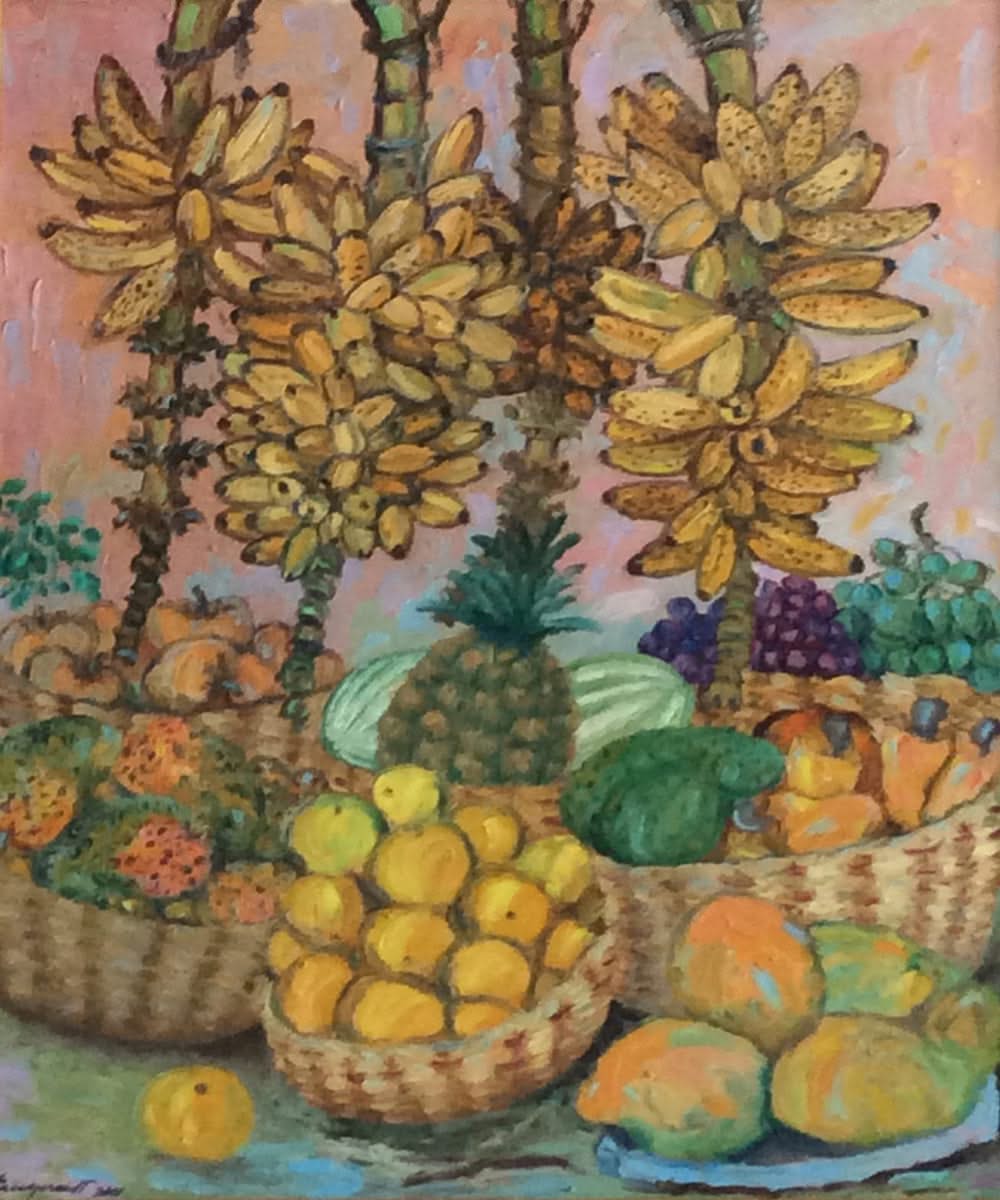 Eric Girault 24 x30" 2001 "Caribbean Harvest" Oil on Canvas #11EG