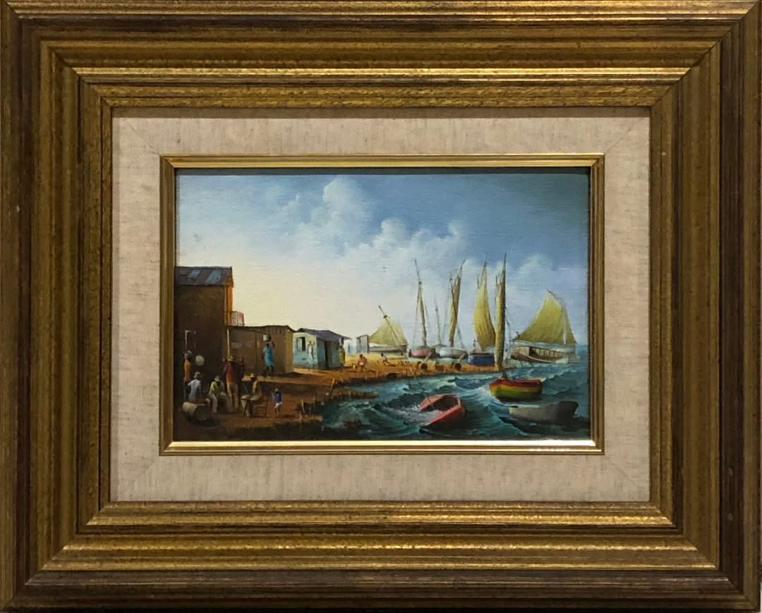 Casimir Joseph 6"x9" Village by Port 1993 Oil on Board Framed#1FC