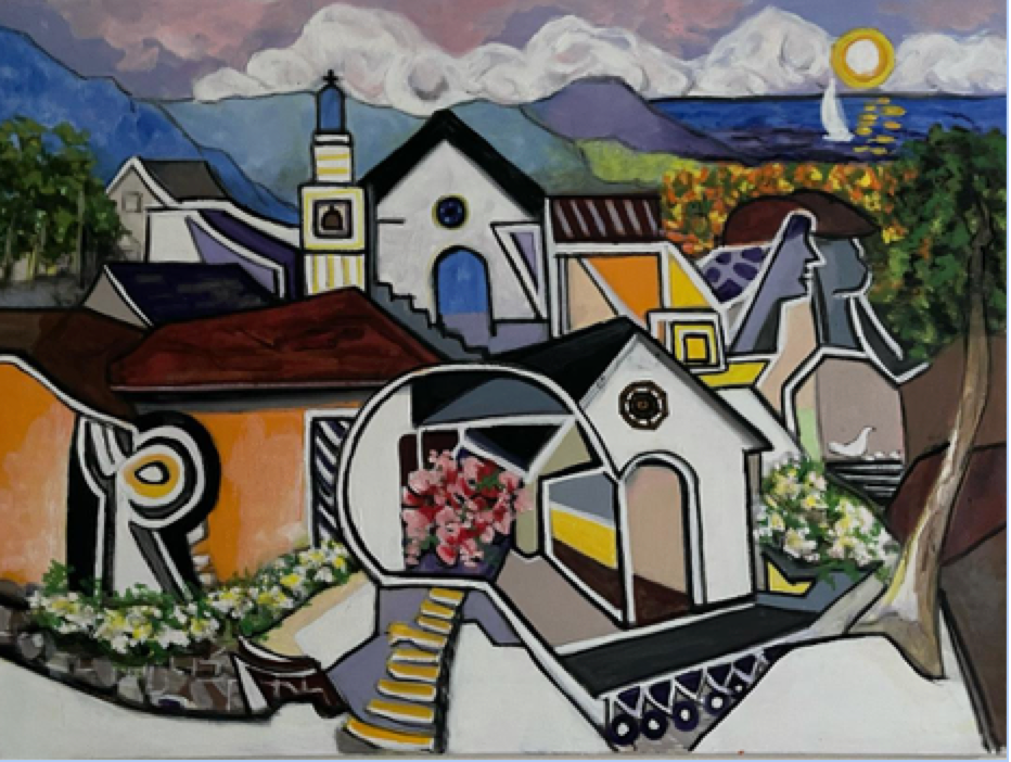 Rolande Magloire 30"x40" The Village 2021 Oil on Canvas #5RM