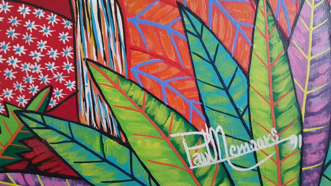 Paul Nemours 36"x48" Coqs 1991 Oil on Canvas #1JN-HA