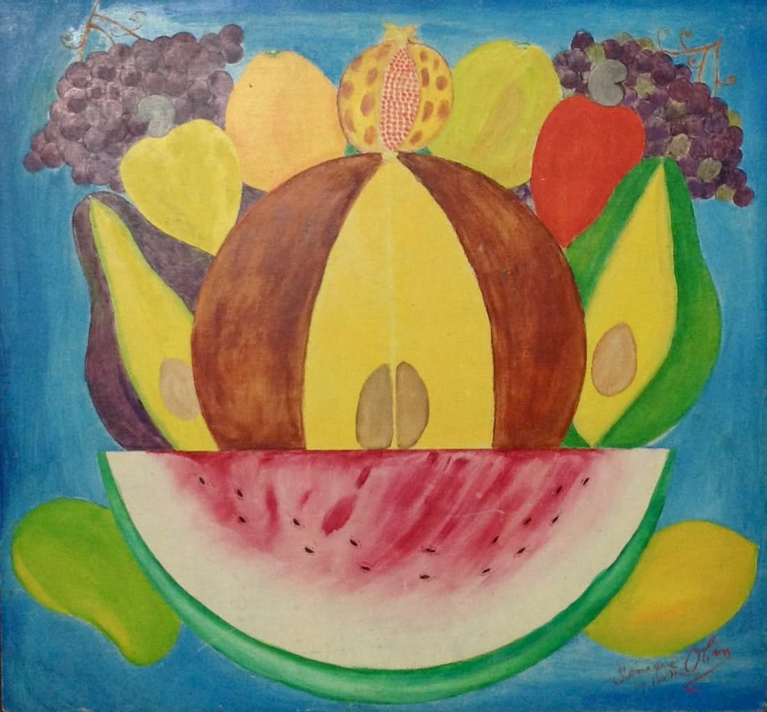 Seneque Obin (1893-1977) 15"x22" Still Life/Fruits Oil on Masonite #9501GN-HA