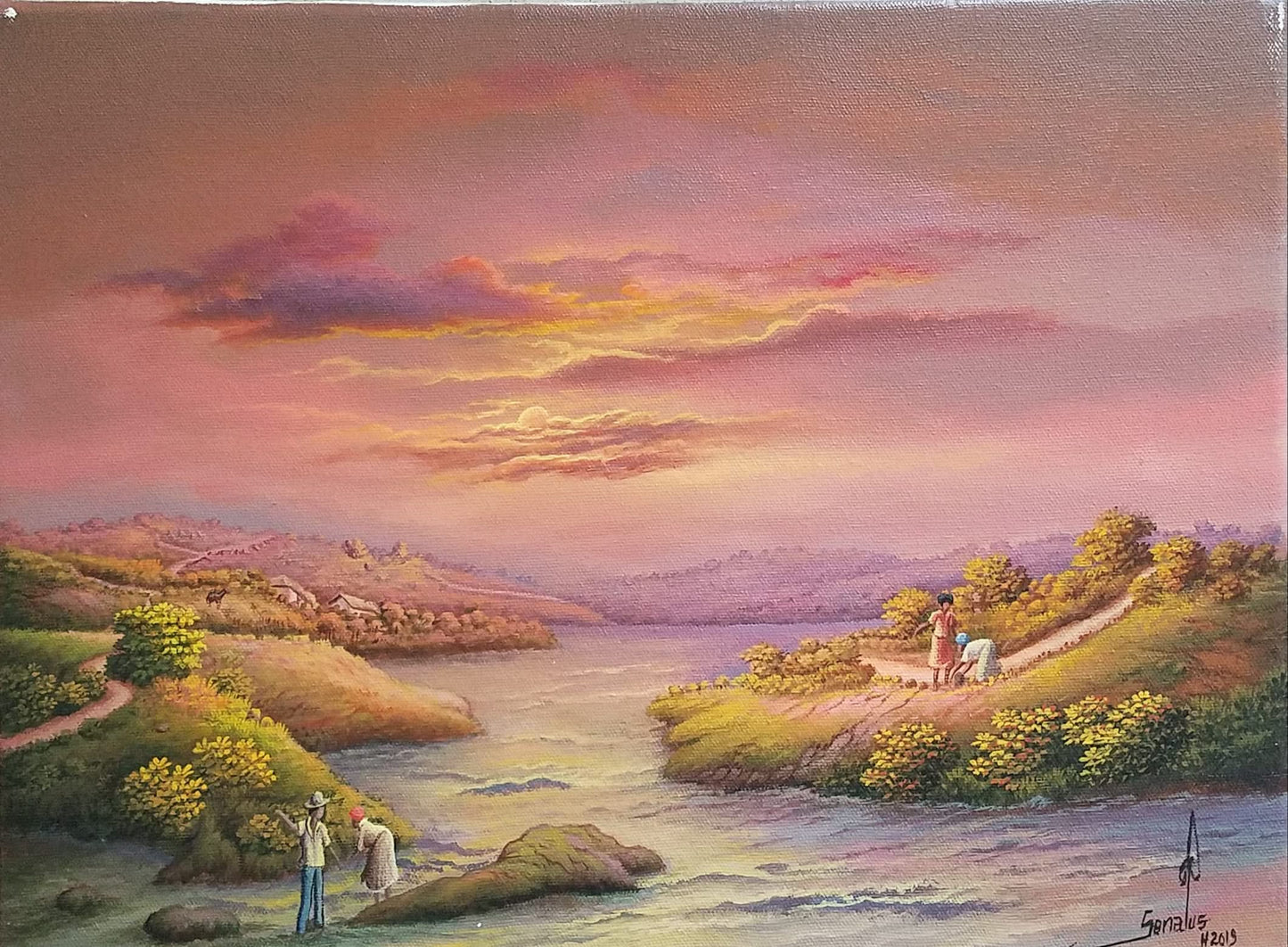 Jean-Louis Senatus 12"x16" Life on the Islands 2019 Oil on Canvas #4JN-HA