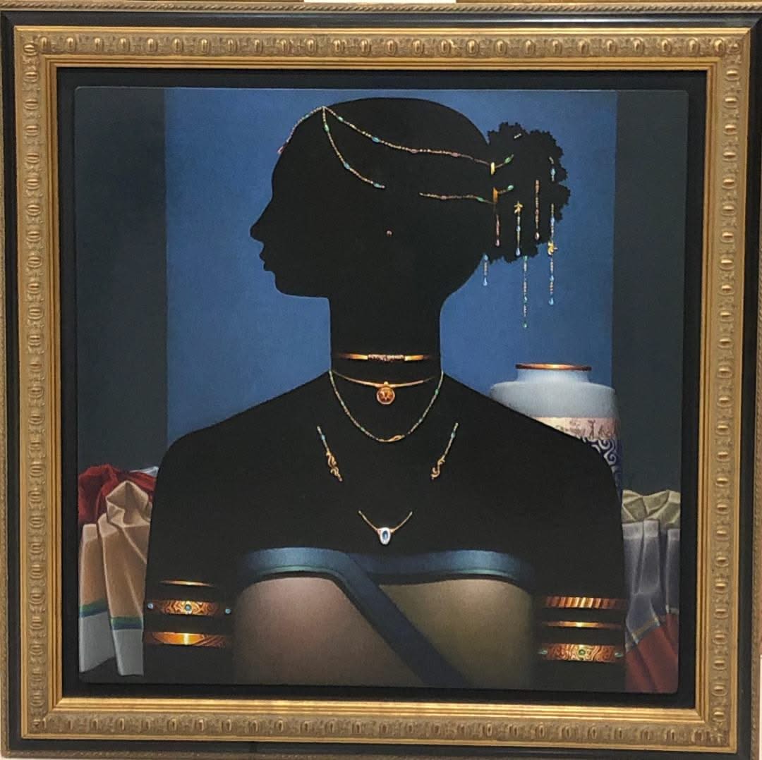 SIMIL (Emilcar Similien) 24"x24" Black Profile Acrylic on Masonite Framed #1FC