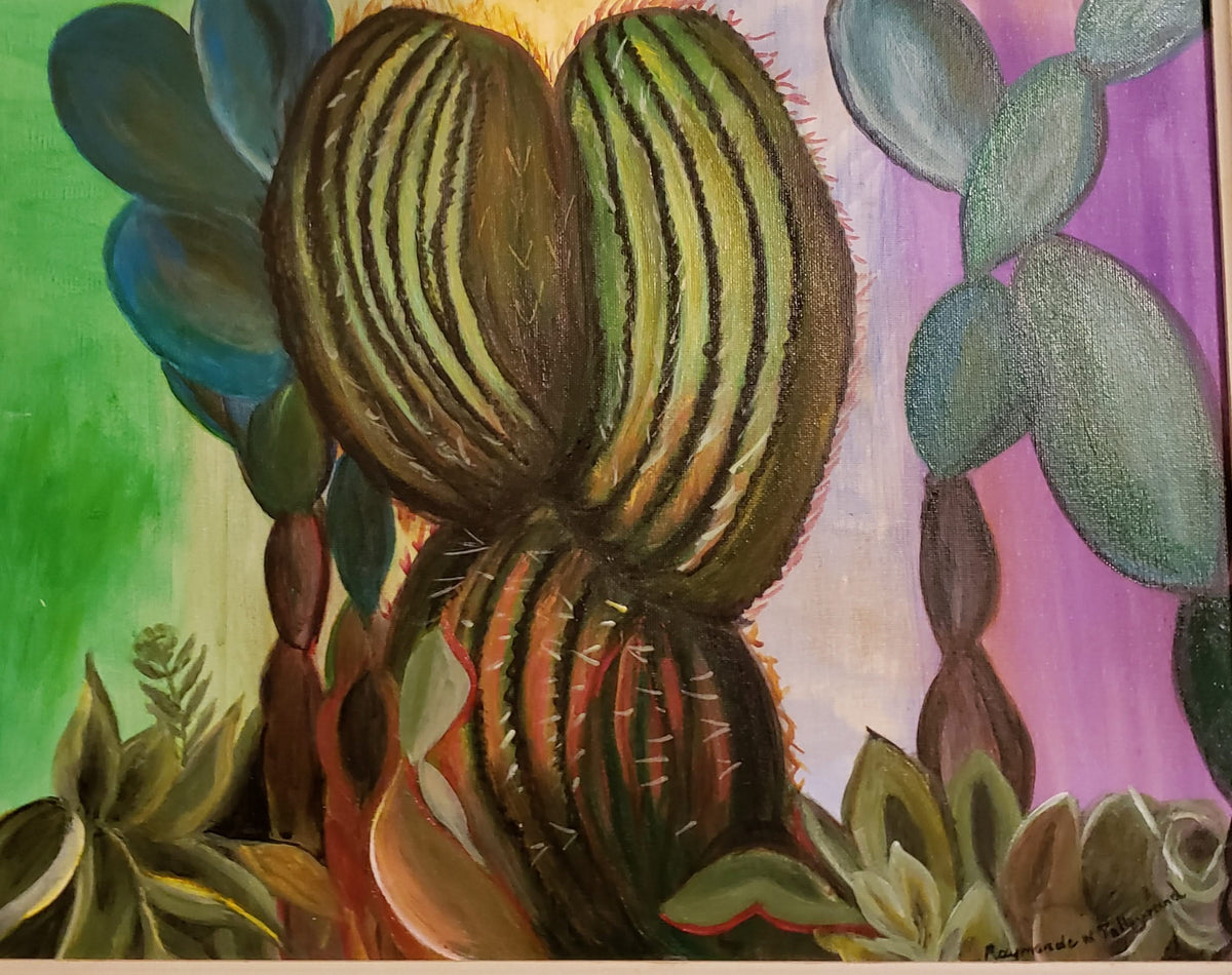 Raymonde Talleyrand 16"x20" Cactus Acrylique sur toile #24TR