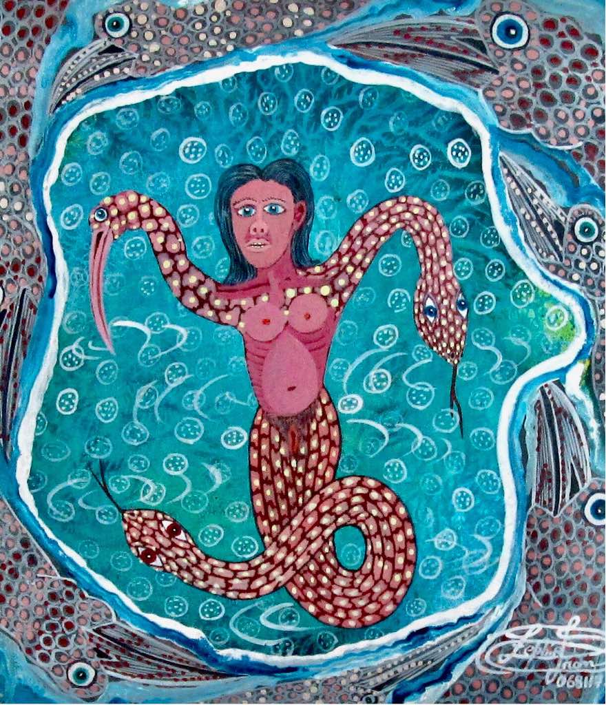 Frantz Zephirin 10"x8" Snakes and Eagles Oil on Board #J28-HA