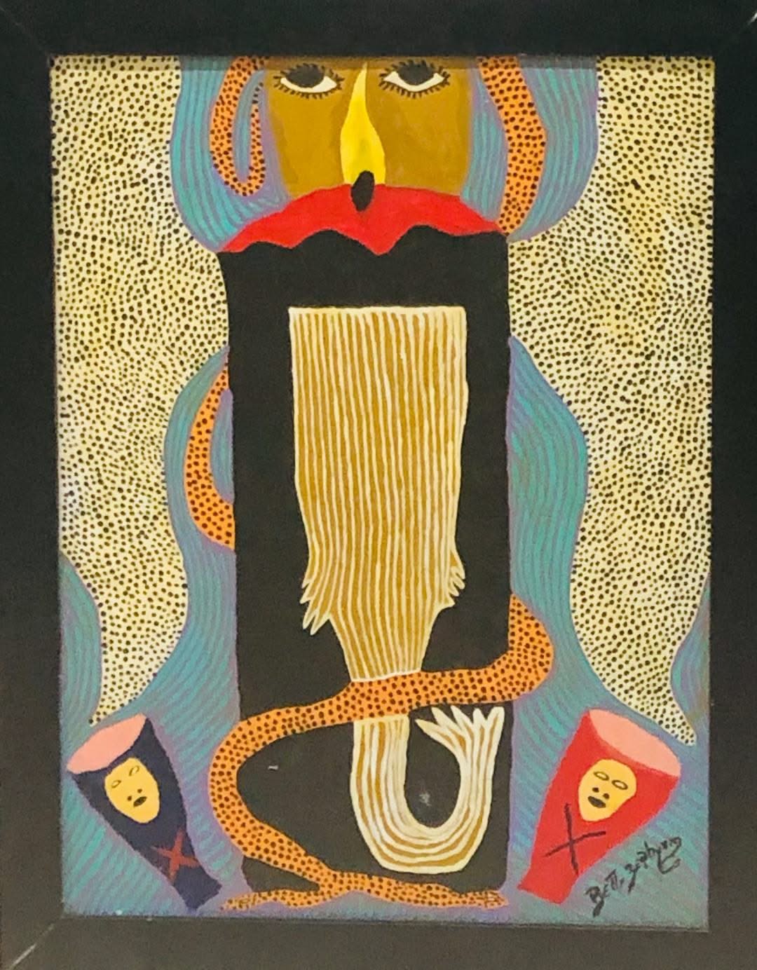 Betty Zephirin 16"x12" Voodoo Scene oil on Canvas Framed #1FC