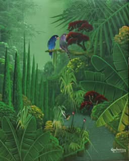 Albott Bonhomme 20"x16" Petit Paradis 2014 Acrylique sur Toile #8MFN