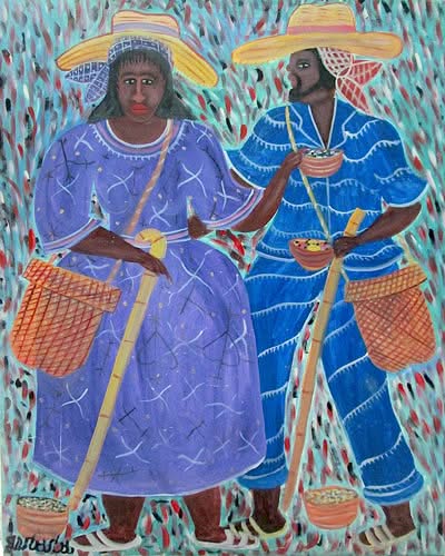 Gerard Fortune 49"x38" Mambo and Houngan Acrylic on Canvas #J56