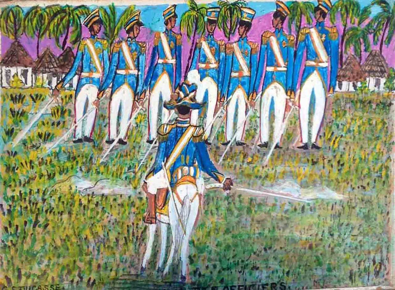 Gervais Emmanuel Ducasse (1903-1988) 16"x24" 1973 " Inspection des Officiers" Oil on Board #15MFN