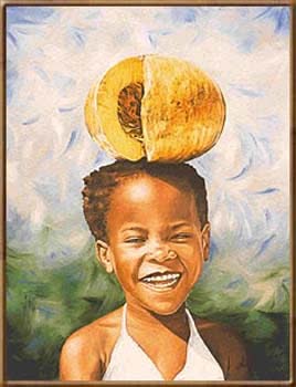 Sophia Lacroix 20"x15" Giroumou Sou Tet (Pumpkin on Head) Giclee on Paper Limited Edition 50 s/n #2LS-10-15