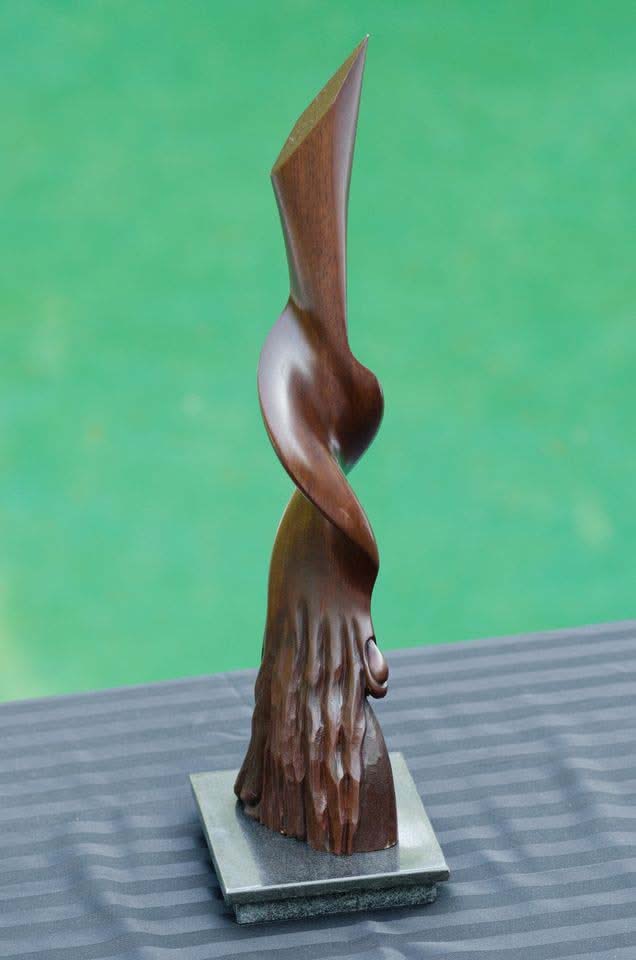 Randolph San Millan "Sensuous" 21"h x 7.5"w x 5.75"d Wood Sculpture on Granite #CRSM8