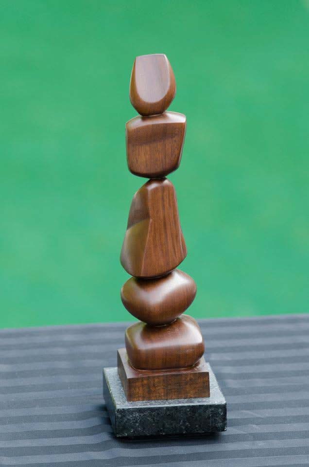 Randolph San Millan "Ta-Ti-Tu/ Gravity" 14.5"h x 4.5"w x 4.5"d Wood Sculpture on Granite #CRSM13