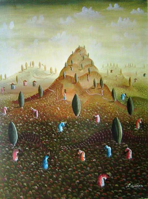 Lamarre Sanon 24"x18" Fields Oil on canvas #5-2-89MFN